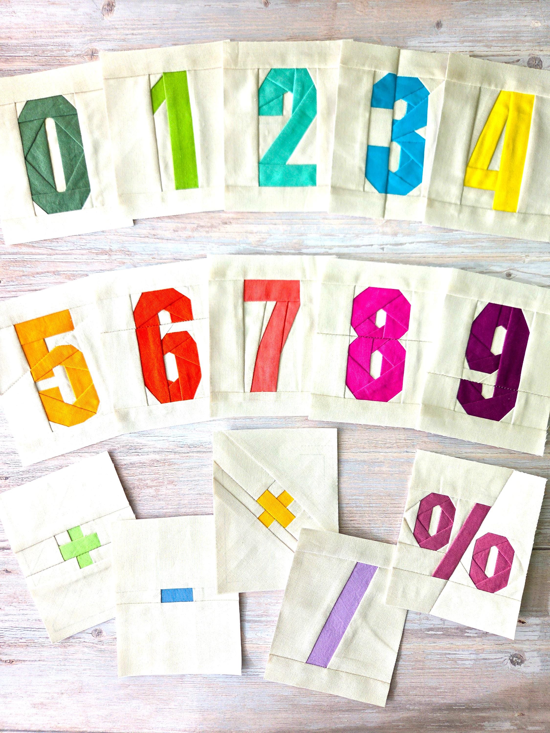 NUMBERS Foundation Paper Piecing PDF Pattern | Numbers 0-9 and Symbols ...