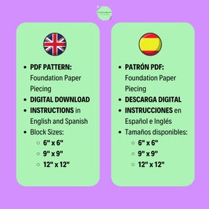 Digitalt pappersmönster för kusligt Halloweenhus | Nedladdningsbar PDF | Dark House FPP | Original quiltblock | Olika storlekar bild 4