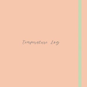 May include: A peach-colored background with a light green vertical line on the right side. The text "Temperature Log" is written in cursive in the center of the image.