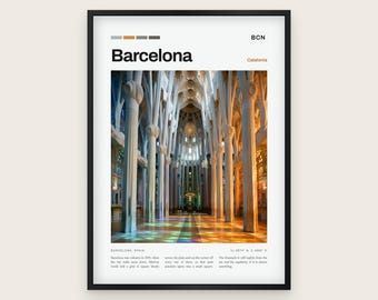 Barcelona Wall Art, Spain Travel Poster, Housewarming Gift, Living Room Decor, Cityscape Decor, New Home Gift, Above Bed Art