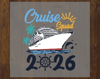 Camiseta de vacaciones familiares con transferencia térmica DTF Cruise Squad 2026, lista para imprimir