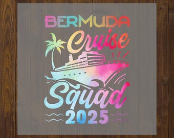 Bermuda Cruise Squad 2026 DTF Transferencia de calor: Planchado personalizable para vacaciones