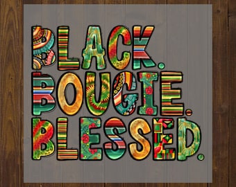 Transferencia de calor DTF "Black Bougie Blessed" - Afro Queen Design