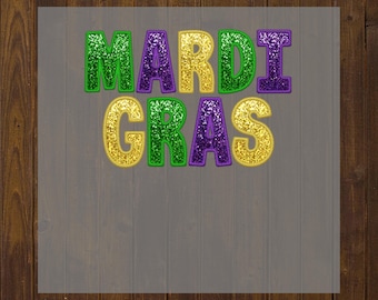 Parche termoadhesivo Mardi Gras listo para planchar, plancha personalizada, lámina DTF, transferencia DTF, calcomanía a todo color, camiseta MARDIGRAS con purpurina DTF