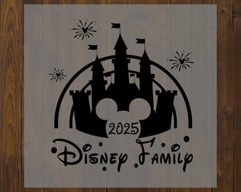 Impresión DTF personalizable de vacaciones familiares en Disneyland (lista para imprimir)