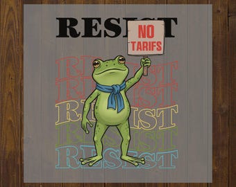 Camiseta de protesta de rana de dibujos animados, movimiento de resistencia contra aranceles, gráfico de activismo político, ropa divertida antiaranceles para activistas.