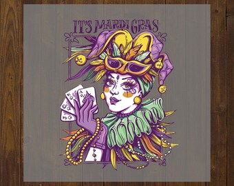Regalo para ella, MARDI GRAS DTF listo para planchar, parche termoadhesivo personalizado, lámina DTF, transferencia DTF, prensa térmica de calcomanías a todo color, transferencia de imágenes DTF