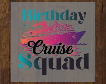 Transferencia de calor DTF Birthday Cruise Squad: personalizable y lista para imprimir