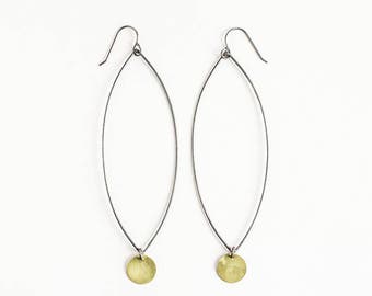 Black and brass drop earrings