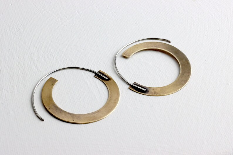 Brass hoops, BOHO brass hoop earrings, tribal hoops image 4