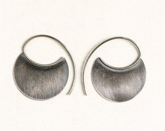 Sterling Silver Crescent Earrings, silver tribal earrings