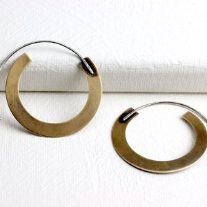 Brass hoops, BOHO brass hoop earrings, tribal hoops image 1