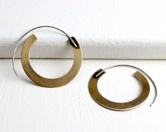 Brass hoops, BOHO brass hoop earrings, tribal hoops