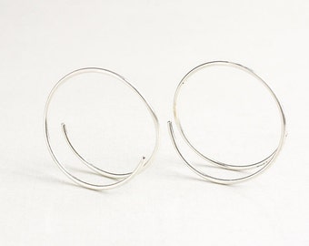 Small silver hoops, unique hoops, small circle earrings