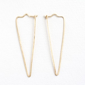 Gold hoops, triangle hoop earrings, simple modern, geometric