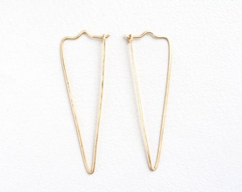 Gold hoops, triangle hoop earrings, simple modern, geometric