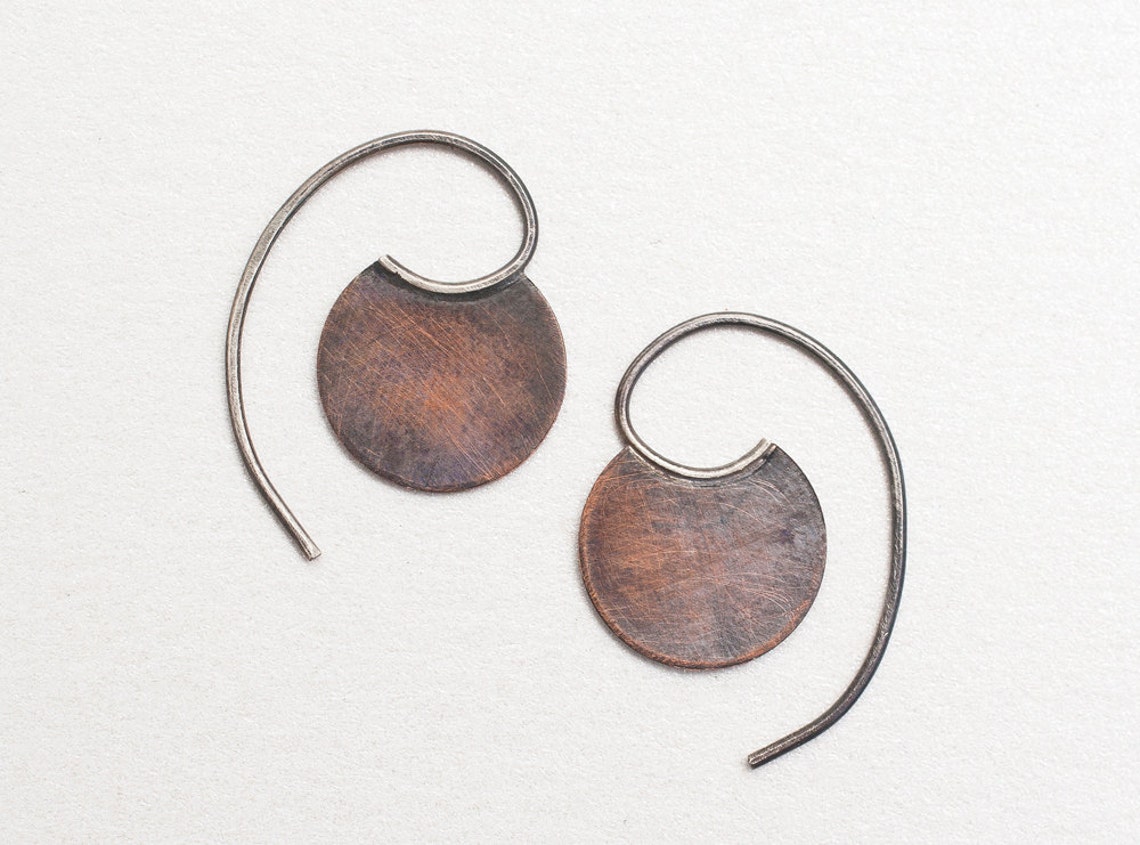 Tiny Copper Tribal Earrings Blade Earrings Silver Copper Etsy