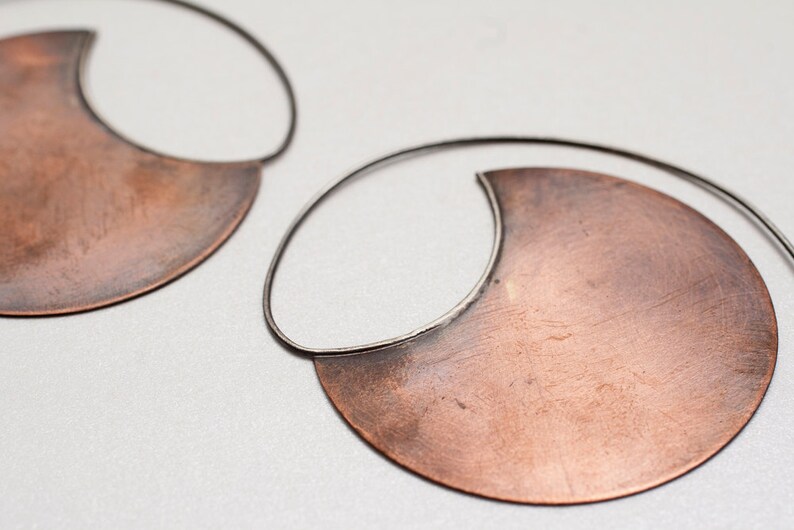 Large Copper Tribal Earrings Blade Earrings Silver Copper Etsy