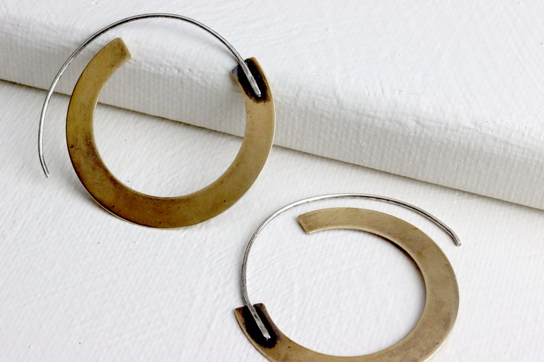 Brass hoops, BOHO brass hoop earrings, tribal hoops image 5