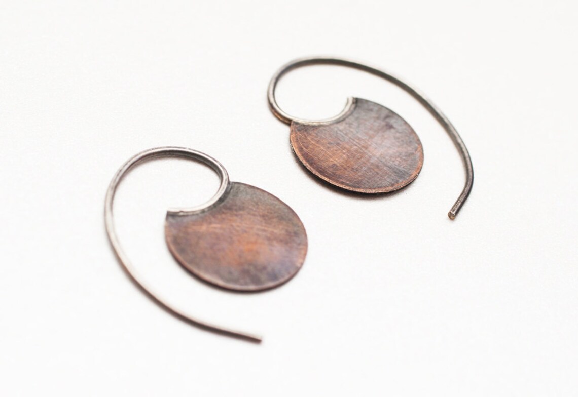 Tiny Copper Tribal Earrings Blade Earrings Silver Copper Etsy