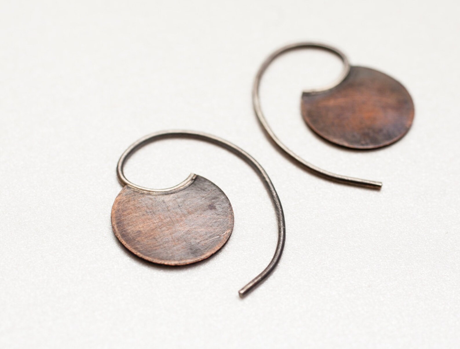 Tiny Copper Tribal Earrings Blade Earrings Silver Copper Etsy