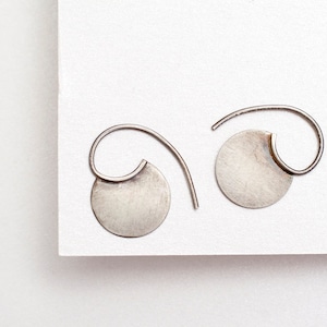 Tiny silver tribal earrings, blade earrings, tiny silver hoops