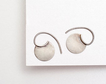 Tiny silver tribal earrings, blade earrings, tiny silver hoops