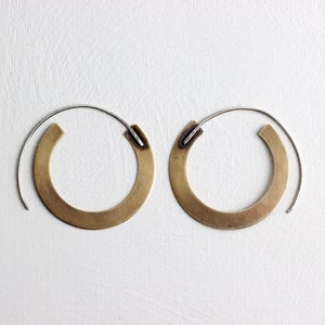 Brass hoops, BOHO brass hoop earrings, tribal hoops image 3
