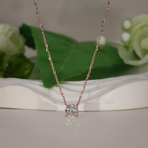 14K Rose Gold Round Brilliant IGI certified lab grown diamond Pendant, Round diamond Solitaire Pendant, Lab Diamond Pendant, gift for woman