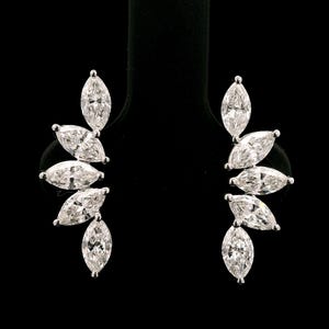 14K White Gold Marquise Brilliant Lab Grown diamond Earrings, Stud Earrings, Marquise Diamond Earrings, Push back Earrings Gift For wife