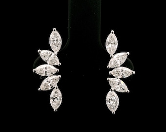 14K White Gold Marquise Brilliant Lab Grown diamond Earrings, Stud Earrings, Marquise Diamond Earrings, Push back Earrings Gift For wife
