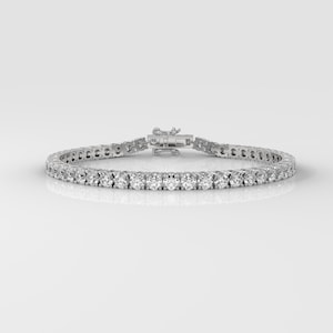 14K Gold Lab Grown Diamond Tennis Bracelet - 8 CT Round Cut