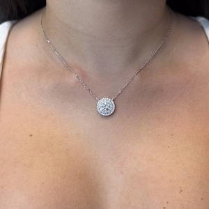 14K White Gold Lab Grown Diamond Pendent, Round shape diamond Pendent, Lab Diamond Pendant, Beautiful Diamond Pendant Gift for Woman.