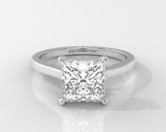 14K Gold Princess Cut Lab Grown Diamond Engagement Ring: IGI Certified