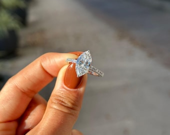 14K Gold Marquise Brilliant IGI Certified Lab Grown Diamond Engagement Ring, Engagement Ring, Lab Diamond Ring, Promise Ring, Wedding Ring.