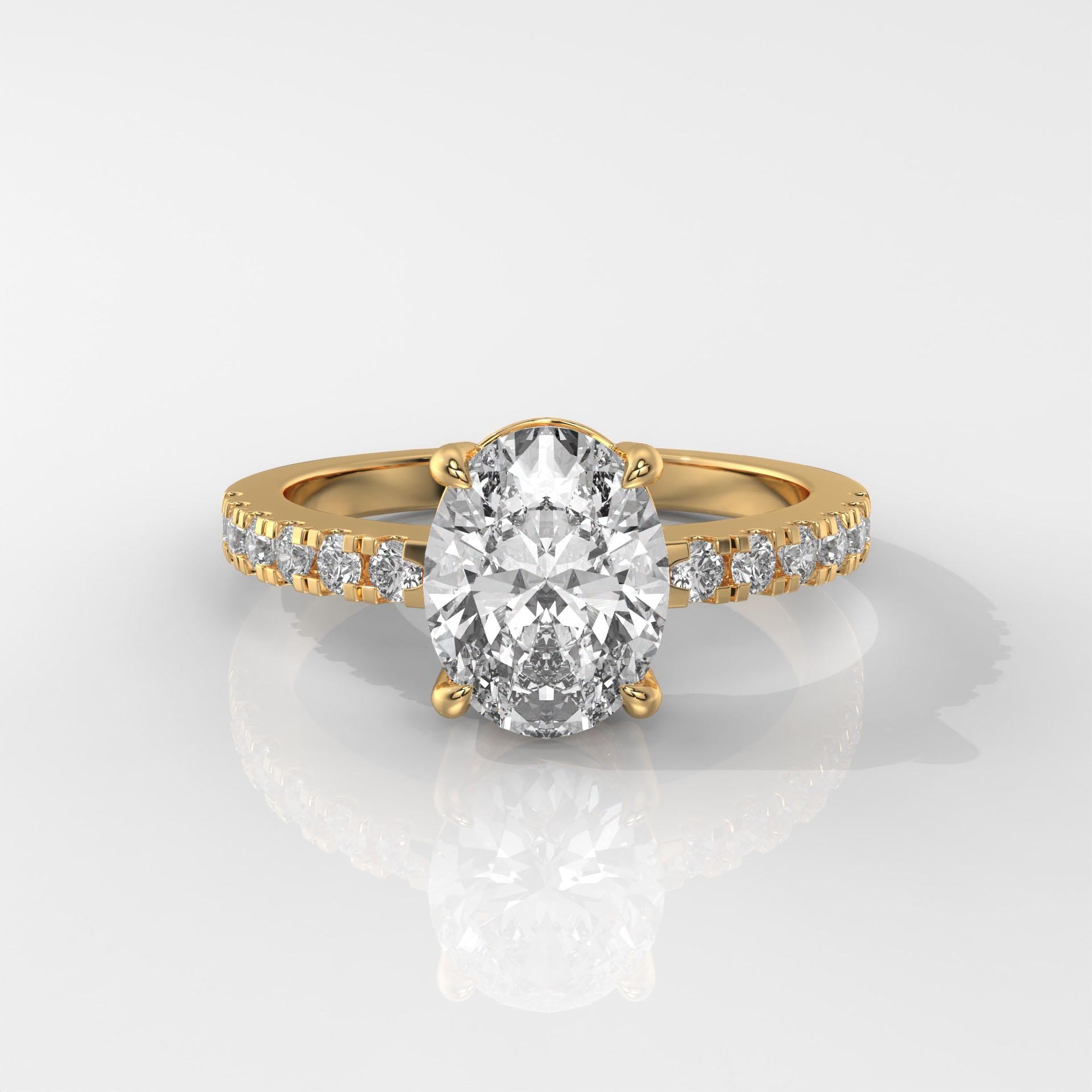 14K Gold Oval Lab Grown Diamond Engagement Ring - IGI Certified