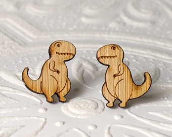 Orecchini Dinosauro T-Rex in bambù di Isette