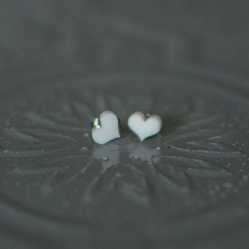 Little White Heart Earrings image 4