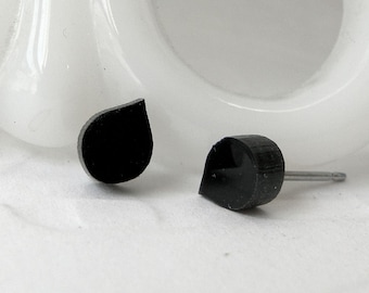 Black Raindrop Stud Earrings