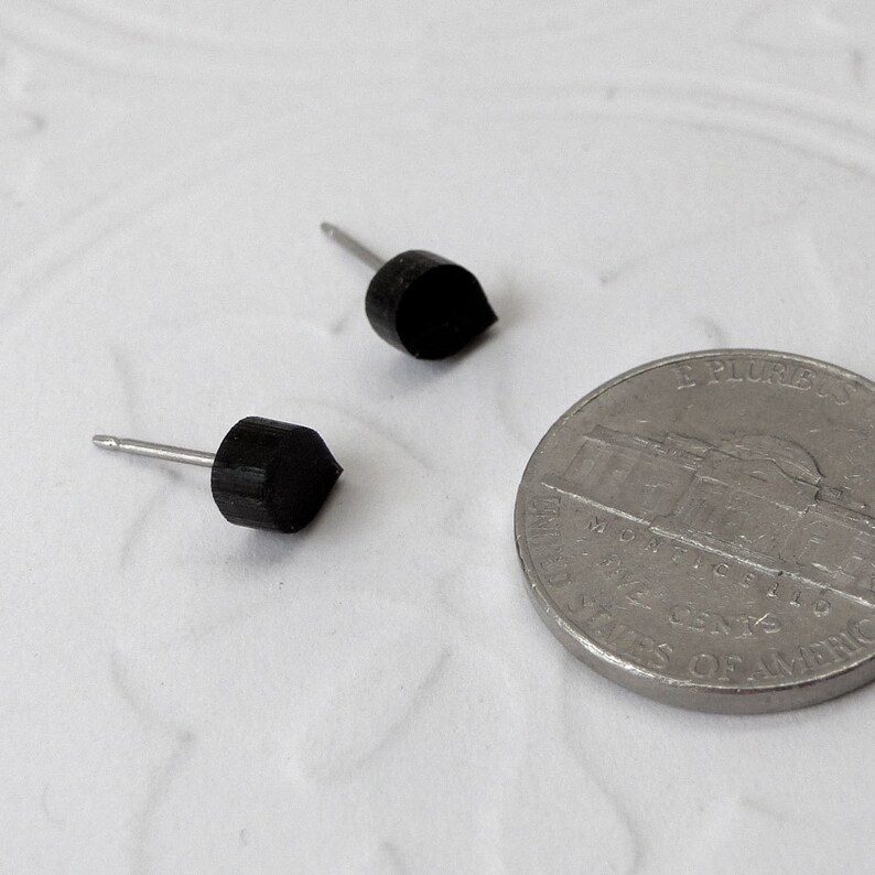 Black Raindrop Stud Earrings image 4