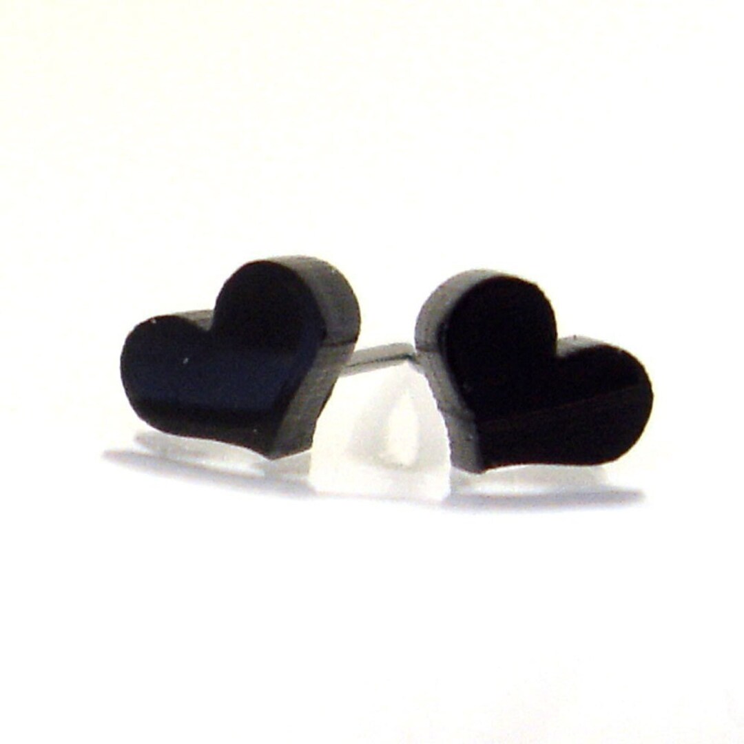 ●SCALETTO● SETSilver925 SDJ001 Mini Black Heart Earrings il_1080xN.190436847.jpg
