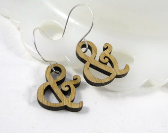 Mini Harrington Ampersand Earrings in bamboo