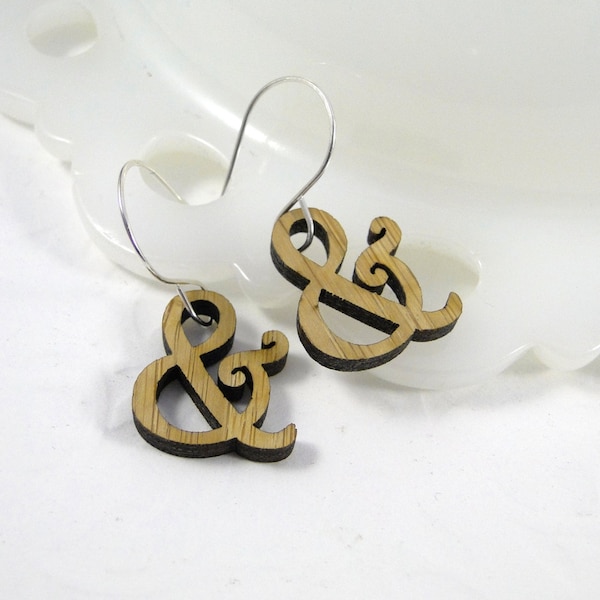 Mini Harrington Ampersand Earrings in bamboo