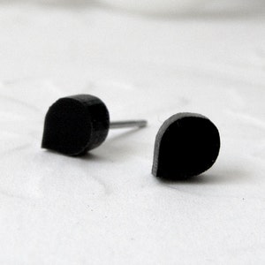 Black Raindrop Stud Earrings image 2