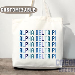 Alpha Delta Pi Tote Bag Gift Rush Initiation Bid Day Big Little Gift Reveal Alumni Sorority Gift Tote Bag Alpha Delta Pi Sorority Merch