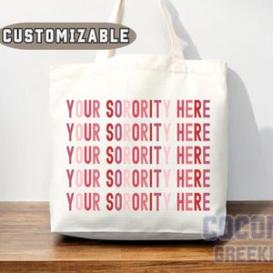 Custom Sorority Tote Bag Gift Rush Initiation Bid Day Big Little Gift Custom Name Sorority Gift College Tote Bag Personalized Gift For Her