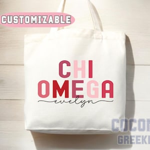 Chi Omega Tote Bag Gift Rush Initiation Bid Day Big Little Gift Reveal Alumni Sorority Gift Tote Bag Chi Omega Sorority Merch Pride