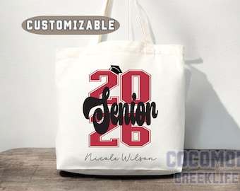 Custom Name Senior Tote Bag High School University Gift Graduation Bag for Her Personalized College Tote Campus School Bag Customized Gift