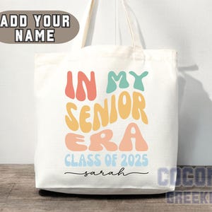 Custom Name Senior Tote Bag High School University Gift Graduation Bag for Her Personalized College Tote Campus School Bag Customized Gift