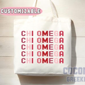 Chi Omega Tote Bag Gift Rush Initiation Bid Day Big Little Gift Reveal Alumni Sorority Gift Tote Bag Chi Omega Sorority Merch